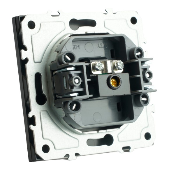 Розетка телевизионная 1-местная (механизм), STEKKER, 75 Ом, 5-862МГц, серия Эмили, RST00-5108-05, черный уголь, soft touch 49849