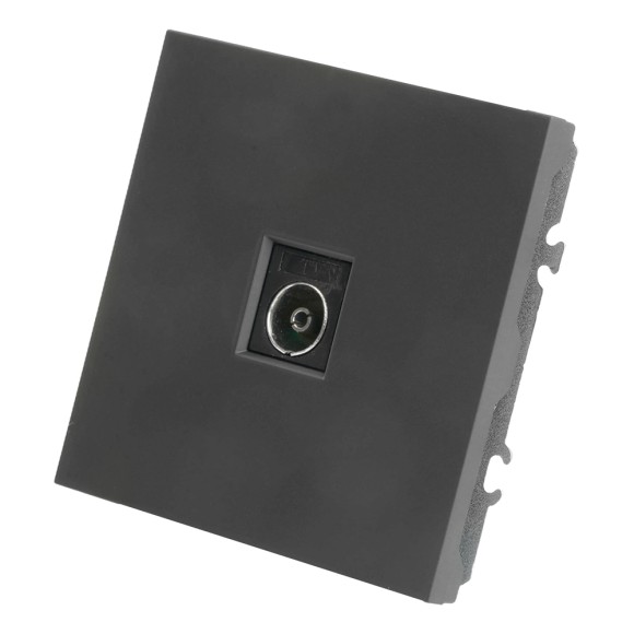 Розетка телевизионная 1-местная (механизм), STEKKER, 75 Ом, 5-862МГц, серия Эмили, RST00-5108-05, черный уголь, soft touch 49849