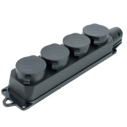 Розетка переносная 4-местная c/з, Stekker, RST16-24-44, 250В, 16А, IP44, черный 39019 Розетка переносная 4-местная c/з, Stekker, RST16-24-44, 250В, 16А, IP44, черный 39019