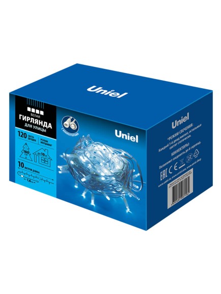 Уличная светодиодная гирлянда Uniel 220V белый ULD-S1000-120/TWK White IP67 UL-00001351 Уличная светодиодная гирлянда Uniel 220V белый ULD-S1000-120/TWK White IP67 UL-00001351
