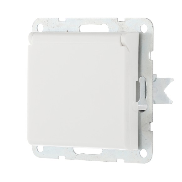 Розетка LK Studio с з/к, шторками и крышкой (белый) LK60 863404-1