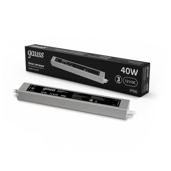 Блок питания Gauss 12V 40W IP66 5A 202023040 Блок питания Gauss 12V 40W IP66 5A 202023040