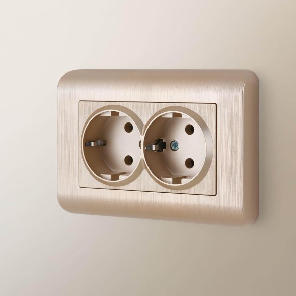 Розетка двойная Werkel шампань рифленый W1172010 4690389160585 Розетка двойная Werkel шампань рифленый W1172010 4690389160585