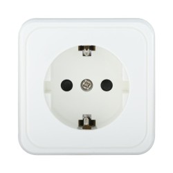 Розетка LK Studio открытой установки с заземляющими контактами и защитными шторками (белый) 813204