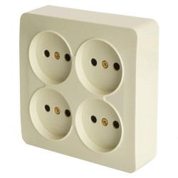 Розетка четырехместная 2P Stekker слоновая кость белый MST10-14S-04 49507