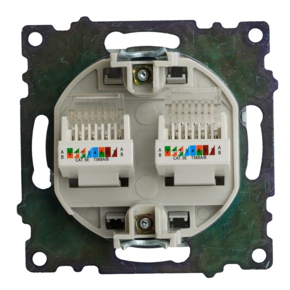 Розетка компьютерная 2-местная RJ-45 (механизм) Stekker GLS00-7109-03 Катрин, серебро 50005