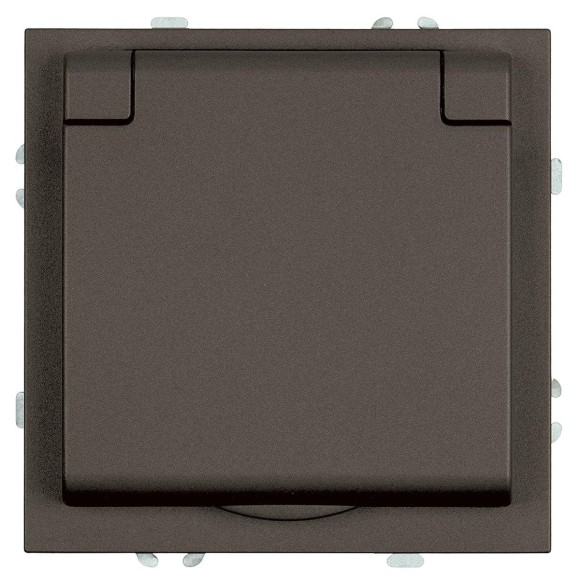 Розетка 1-местная с крышкой с защ. штор, Stekker, с/з, IP42, 250В, 16А Эмили, RST16-5112-09, антрацит, soft touch 49933