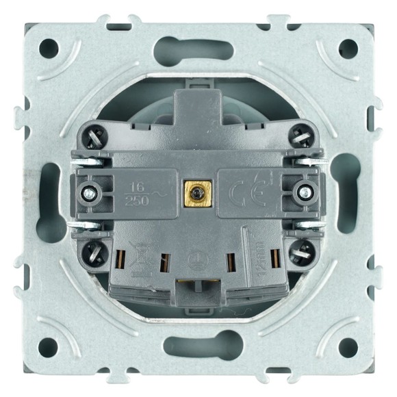 Розетка 1-местная с крышкой с защ. штор, Stekker, с/з, IP42, 250В, 16А Эмили, RST16-5112-09, антрацит, soft touch 49933