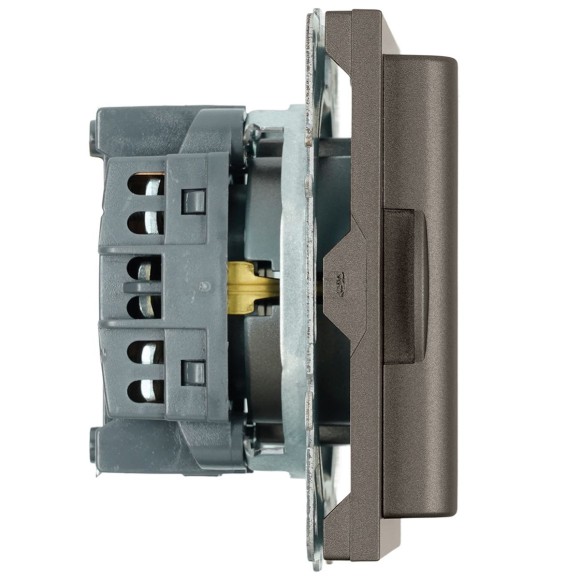 Розетка 1-местная с крышкой с защ. штор, Stekker, с/з, IP42, 250В, 16А Эмили, RST16-5112-09, антрацит, soft touch 49933