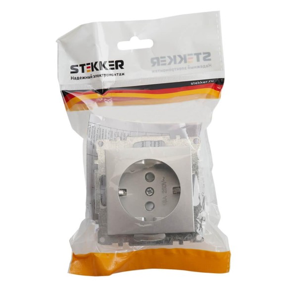 Розетка 1-местная Stekker Катрин GLS16-7110-03 серебро 39582 Розетка 1-местная Stekker Катрин GLS16-7110-03 серебро 39582