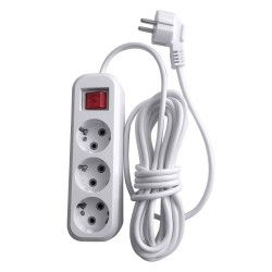 Удлинитель трехместный с/з с выключателем Stekker HM03-31-05 3x0,75, 5м Home (У10А-002), белый 39199 Удлинитель трехместный с/з с выключателем Stekker HM03-31-05 3x0,75, 5м Home (У10А-002), белый 39199