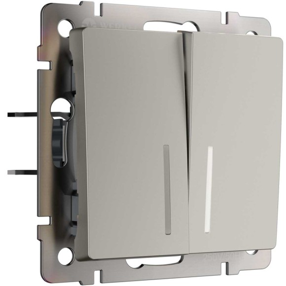 Выключатель двухклавишный с подсветкой Werkel W1220104 дымчатый a069457