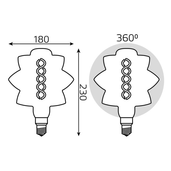 Лампа светодиодная филаментная Gauss E27 8W 2400K золотая 161802008 Лампа светодиодная филаментная Gauss E27 8W 2400K золотая 161802008