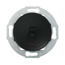 Переключатель LK Studio 1-рычажковый, на 2 направления, с индикатором (схема 6L) 16 A, 250 B (черный) Vintage 880908-1