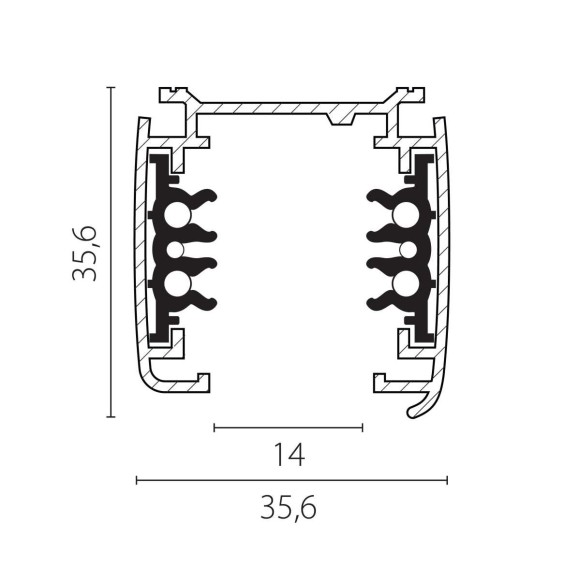Трек шестиконтактный 3-фазный со стыковочными пазами, 2м Quattro/DALI/ Lightstar 504025-DALI