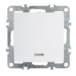 Выключатель 1-клавишный c индикатором (механизм), Stekker, PSW10-9101-01, 250В, 10А Эрна, белый 39309