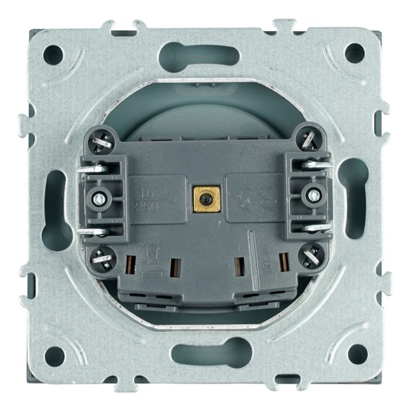 Розетка 1-местная с защитной шторкой (механизм), Stekker, б/з, 250В, 16А Эмили, RST16-5109-09, антрацит, soft touch 49928