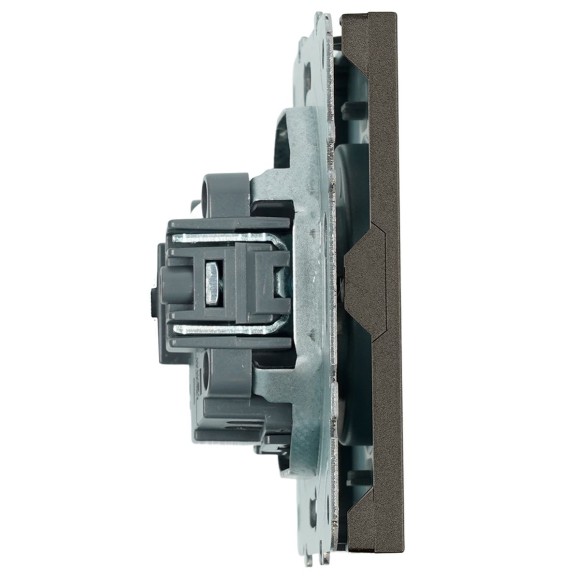 Розетка 1-местная с защитной шторкой (механизм), Stekker, б/з, 250В, 16А Эмили, RST16-5109-09, антрацит, soft touch 49928