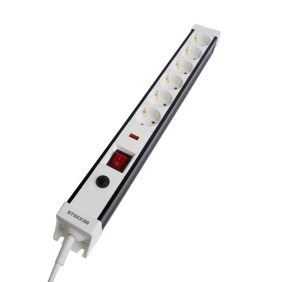 Сетевой фильтр 6-местный с/з Stekker 3x1мм2, 1,8 м, 250В, 16А Techno, HM22-61-02, белый 50150