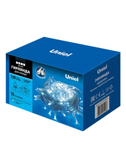 Уличная светодиодная гирлянда Uniel 220V белый ULD-S1000-120/SWK White IP67 UL-00007204 Уличная светодиодная гирлянда Uniel 220V белый ULD-S1000-120/SWK White IP67 UL-00007204