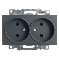 Розетка двойная 2P Stekker Катрин со шторками графит GLS10-7113-06 49421 Розетка двойная 2P Stekker Катрин со шторками графит GLS10-7113-06 49421
