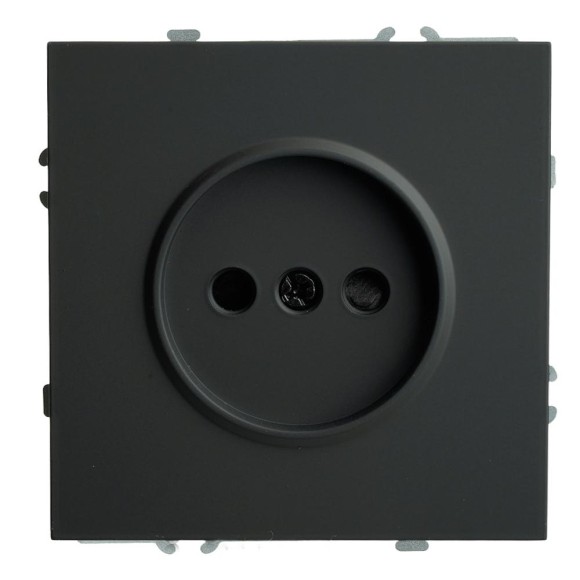 Розетка 1-местная с защитной шторкой (механизм), STEKKER,  б/з, 250В, 16А, серия Эмили, RST16-5109-05, черный уголь, soft touch 49850