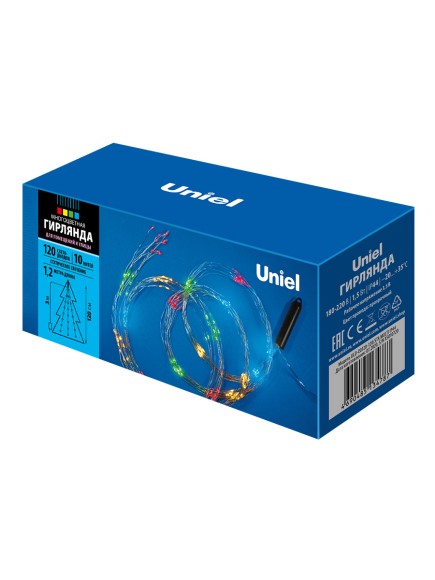 Уличная светодиодная гирлянда Uniel Лучи росы 220V разноцветный ULD-E0120-120/STA Multi IP44 UL-00007283 Уличная светодиодная гирлянда Uniel Лучи росы 220V разноцветный ULD-E0120-120/STA Multi IP44 UL-00007283