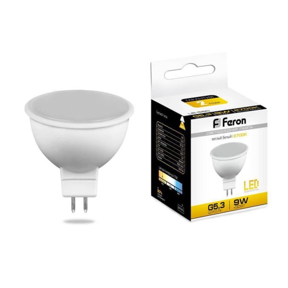 Лампа светодиодная Feron MR16 G5.3 9W 2700K Грибок матовая LB-560 25839 Лампа светодиодная Feron MR16 G5.3 9W 2700K Грибок матовая LB-560 25839