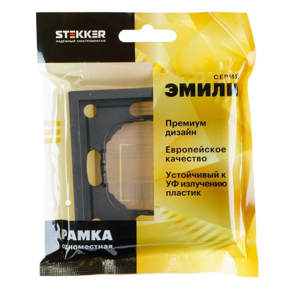 Рамка Stekker, PFR00-5001-09 1-местная Эмили, антрацит, soft touch 49936