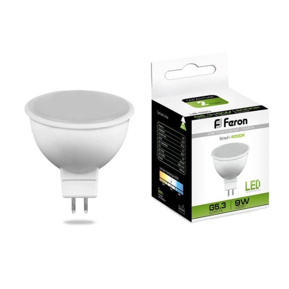 Лампа светодиодная Feron MR16 G5.3 9W 4000K Грибок матовая LB-560 25840 Лампа светодиодная Feron MR16 G5.3 9W 4000K Грибок матовая LB-560 25840