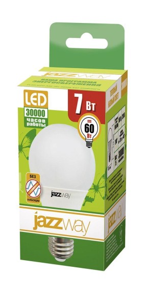 Лампа светодиодная Jazzway E27 7W 3000K матовая 1033178 Лампа светодиодная Jazzway E27 7W 3000K матовая 1033178
