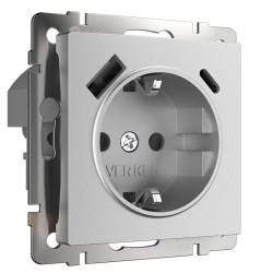 Розетка Werkel серебряный матовый W1171765 4690389195600 Розетка Werkel серебряный матовый W1171765 4690389195600