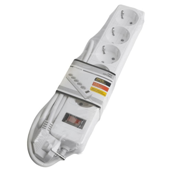 Сетевой фильтр 5-местный с/з Stekker HM20-51-02 3x1мм2, 1,8 м, серия Optima, белый 50092