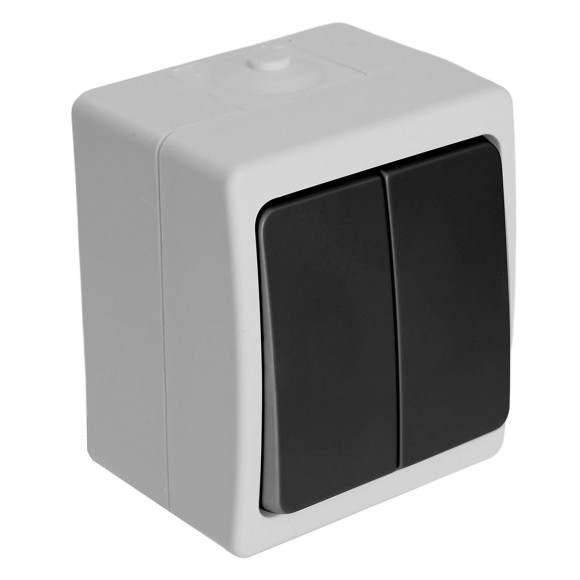 Выключатель двухклавишный Stekker Велена серый-графит PSW10-121-54 32753 Выключатель двухклавишный Stekker Велена серый-графит PSW10-121-54 32753