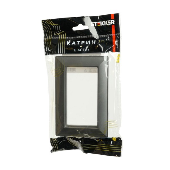 Рамка 2-местная (без перемычки), пластик, Stekker, PFR00-7012-06 Катрин, графит 50045