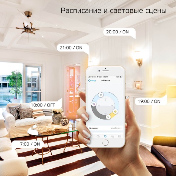 Лампа светодиодная диммируемая филаментная Gauss Smart Home Filament E14 4,5W 2700K прозрачная 1230112