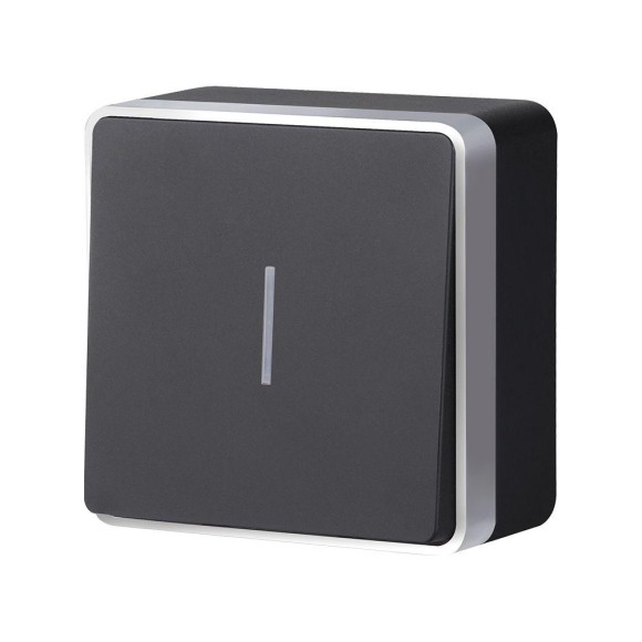 W5010134/ Выключатель одноклавишный с подсветкой Gallant (черный с серебром)