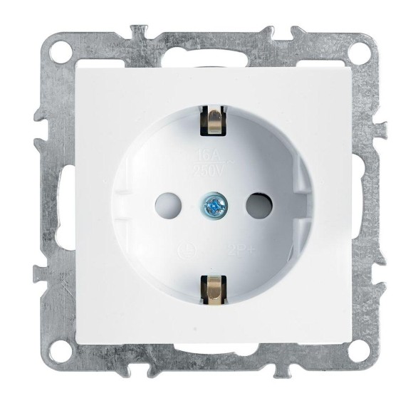 Розетка 1-местная c/з (механизм), Stekker, PST16-9110-01, 250В, 16А с защитной шторкой Эрна, белый 39317