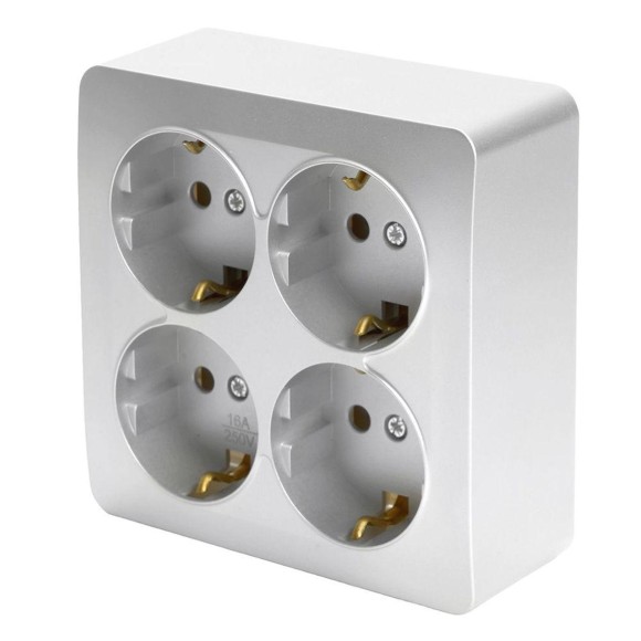 Розетка 4-местная 2P+PE Stekker София серебро MST16-14S-03 49334