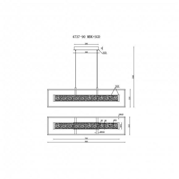 Подвесной светодиодный светильник iLedex Look 4737-90 MBK+SGD