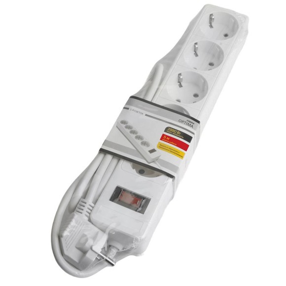 Сетевой фильтр 4-местный с/з Stekker HM20-41-05 3x1мм2, 5 м, серия Optima, белый 50091