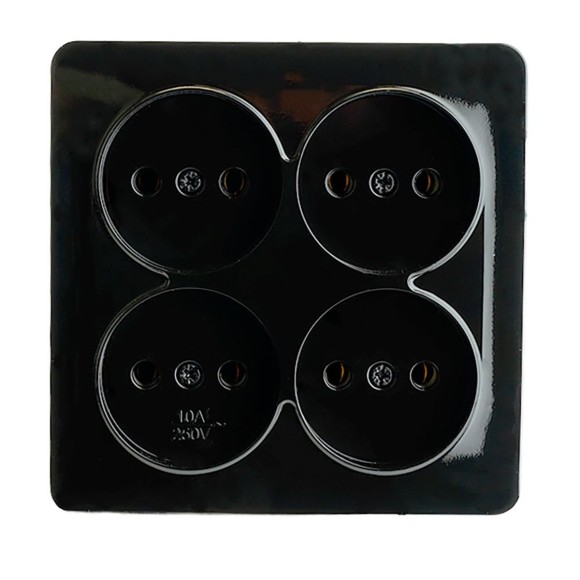 Розетка четырехместная 2P Stekker София черный MST10-14S-02 49321