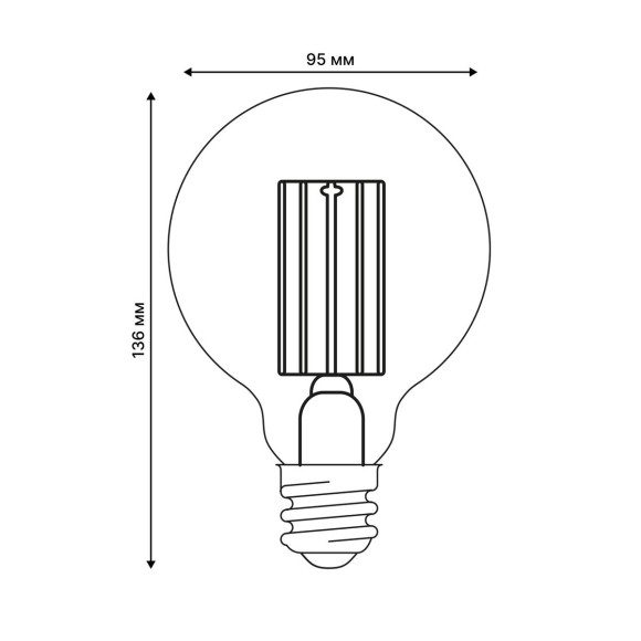 Лампа светодиодная Uniel E27 5W 4000K прозрачная LED-G95-5W/4000K/E27/CL GLY01TR UL-00011943 Лампа светодиодная Uniel E27 5W 4000K прозрачная LED-G95-5W/4000K/E27/CL GLY01TR UL-00011943
