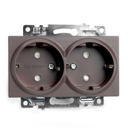 Розетка двухместная с защитной шторкой Stekker Катрин шоколад GLS16-7114-04 49030