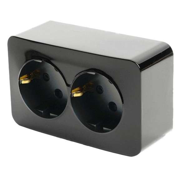 Розетка двойная 2P+PE Stekker София черный MST16-12-02 49316 Розетка двойная 2P+PE Stekker София черный MST16-12-02 49316