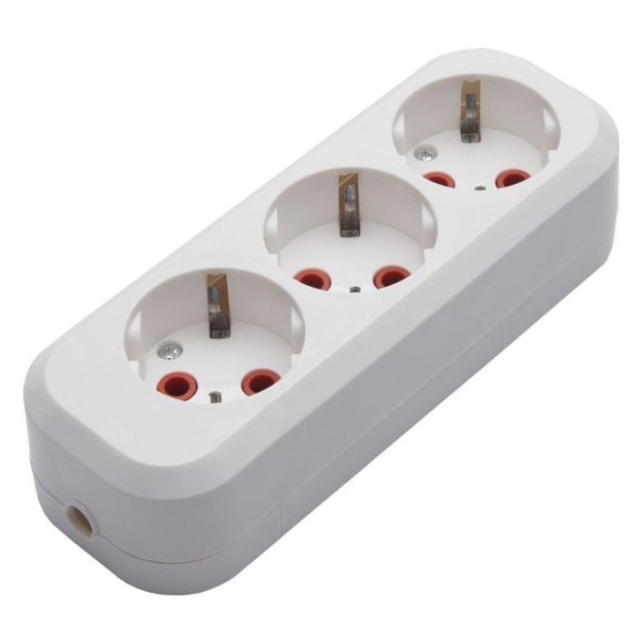 Розетка (колодка) переносная разборная 3-местная с/з Stekker, PST16-310-20, 250В, 16A, IP20, белый 39011