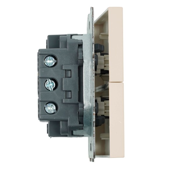 Переключатель 2-клавишный (механизм), Stekker, 250В, 10А Эмили, RSW10-5107-08, кашемир, soft touch 49895