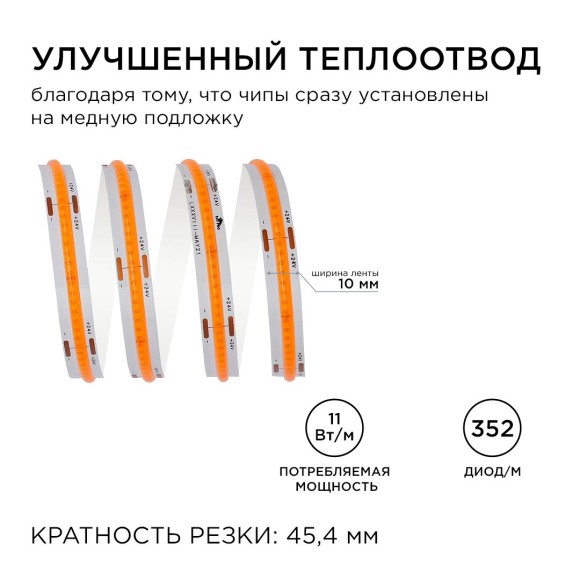 Светодиодная лента Apeyron 11W/m 352LED/m COB розовый 2M 181ОО