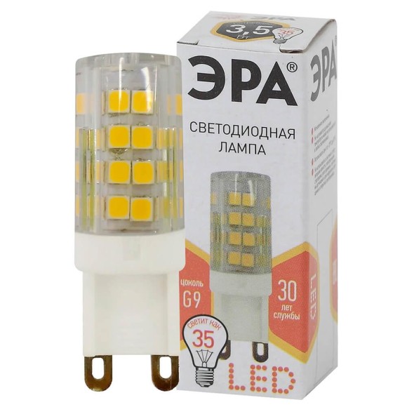 Лампа светодиодная ЭРА G9 3,5W 2700K прозрачная LED JCD-3,5W-CER-827-G9 Б0027861 Лампа светодиодная ЭРА G9 3,5W 2700K прозрачная LED JCD-3,5W-CER-827-G9 Б0027861