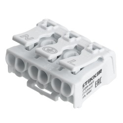 Клемма монтажная STEKKER, LD294-4003, для подключения фазных проводников, 3 контактные группы (3 ввода, 3 вывода на полюс)